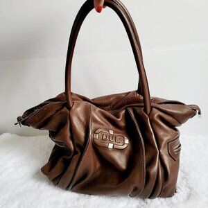 Tentazione DUE Brown Pebble Leather Made In Italy Hobo Handbag